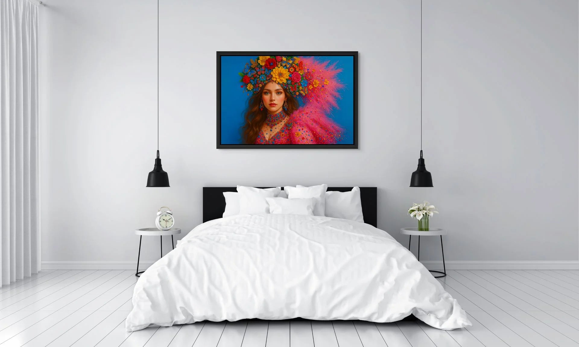 Butterfly Reverie original painting – surreal fashion portrait with gold leaf detailing.