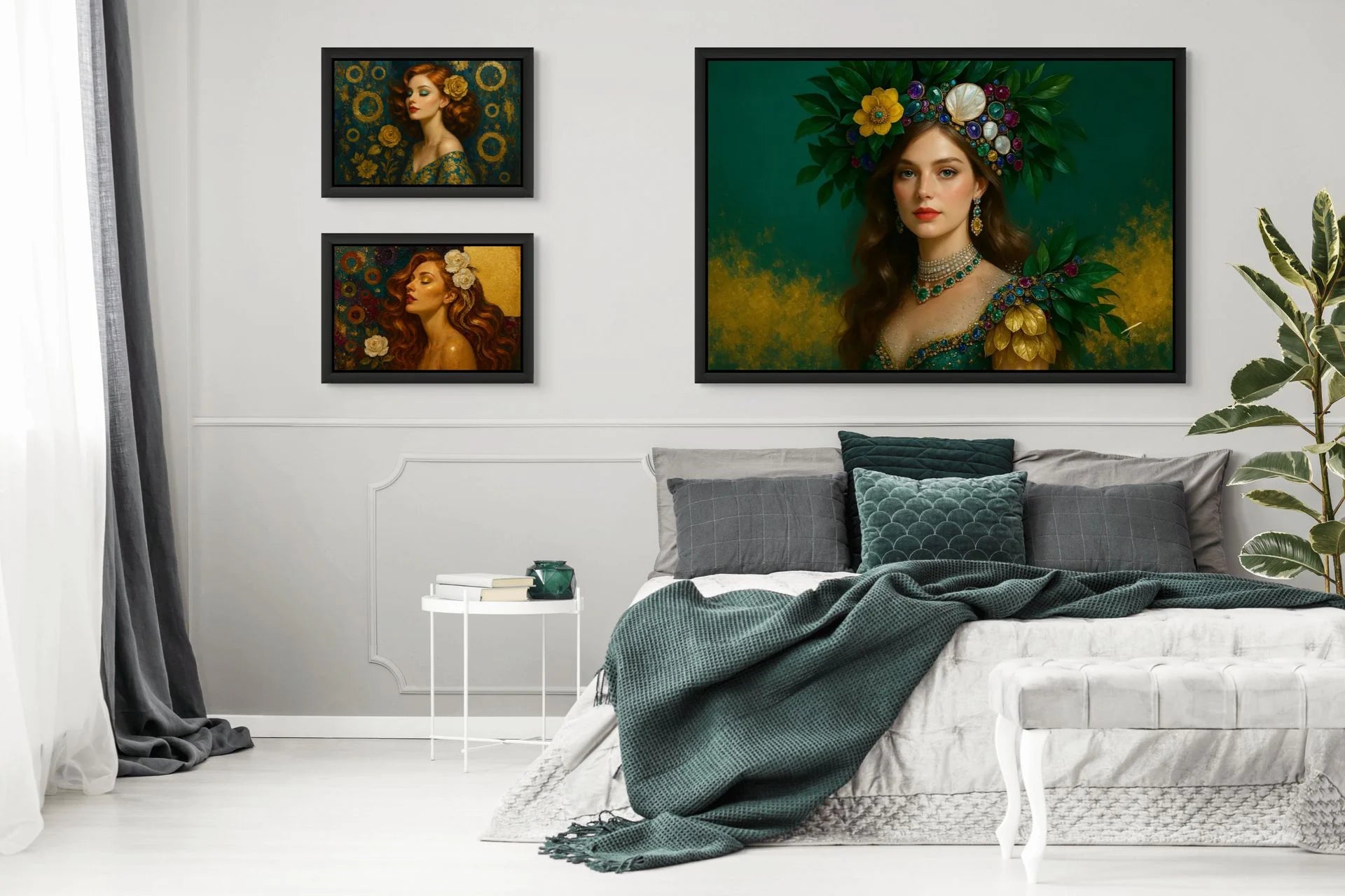 Emerald Grace fine art print – couture portrait with emerald tones.