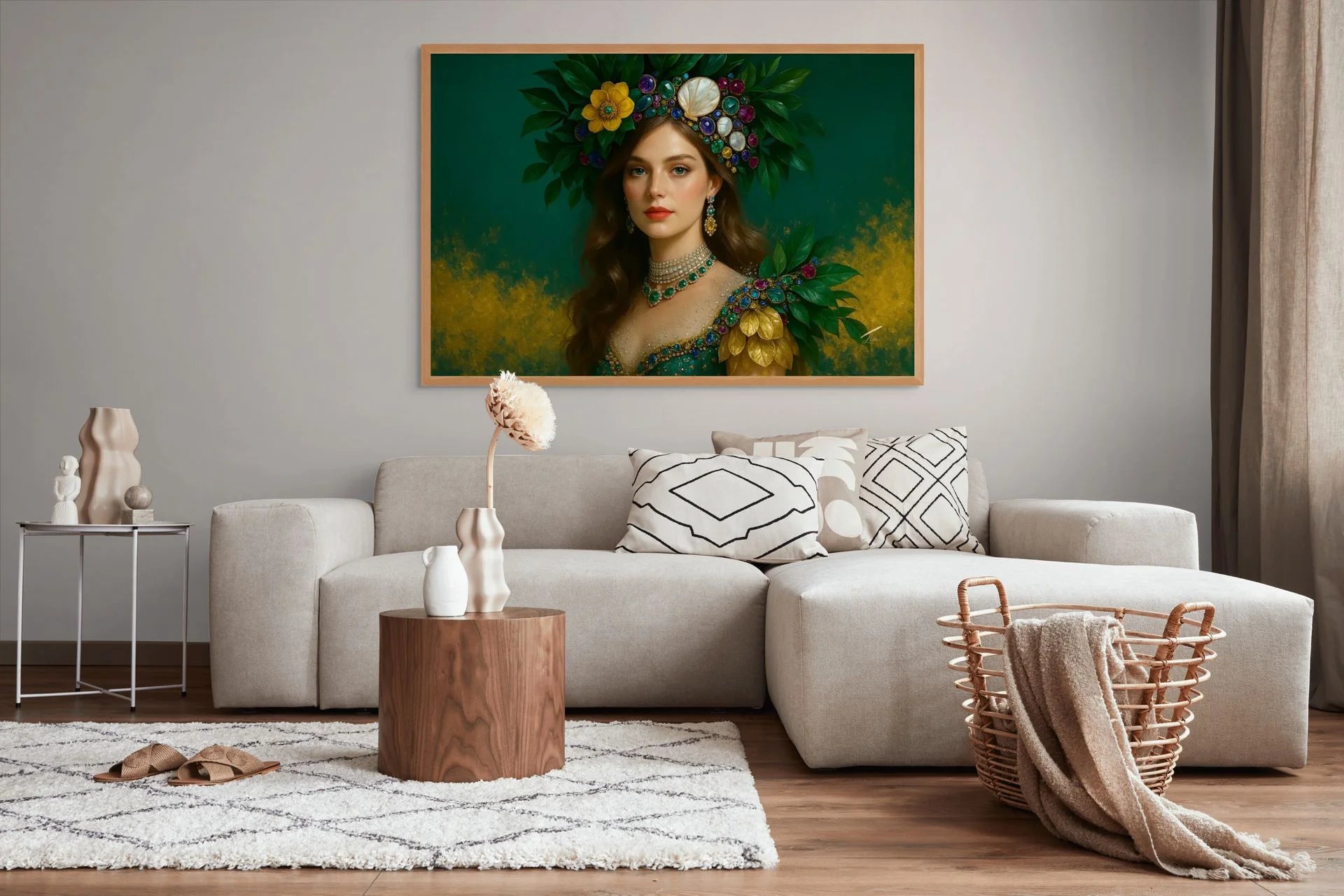 Emerald Grace fine art print – couture portrait with emerald tones.