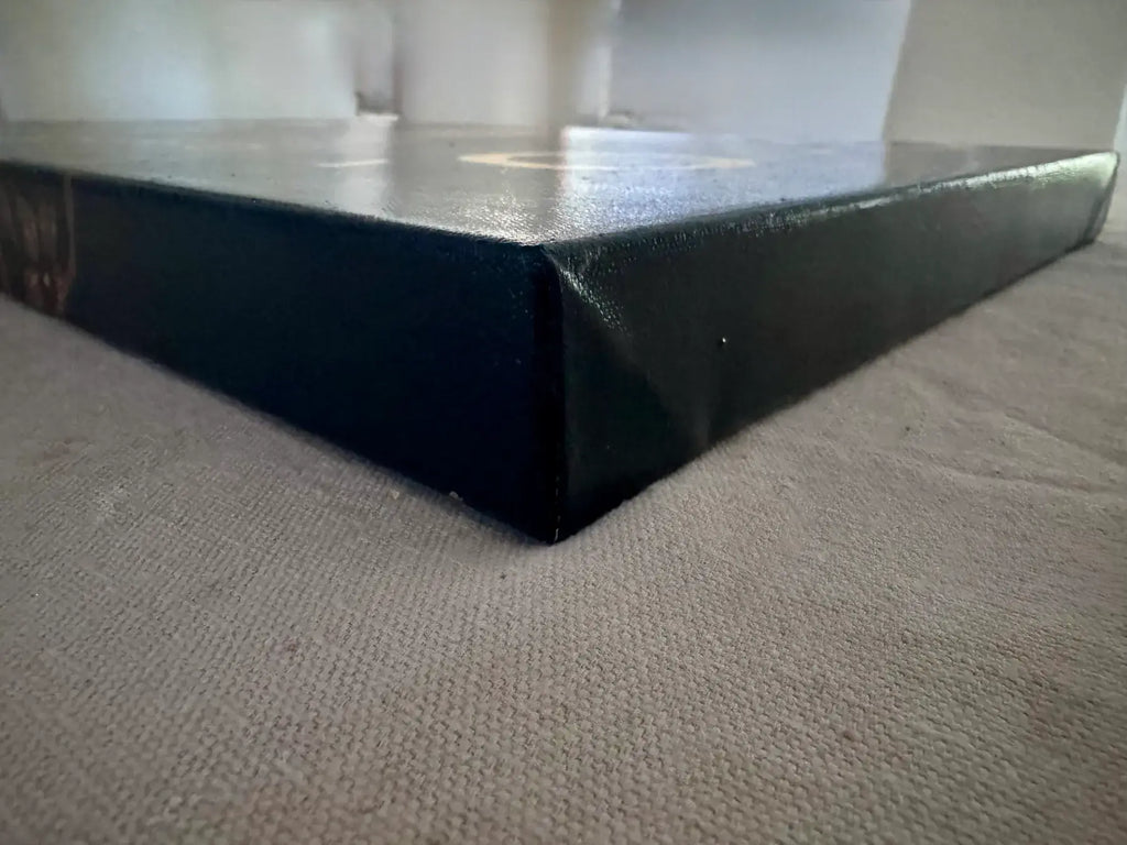 Orbiting Rose original painting – floral couture portrait with gold leaf detailing and teal accents.