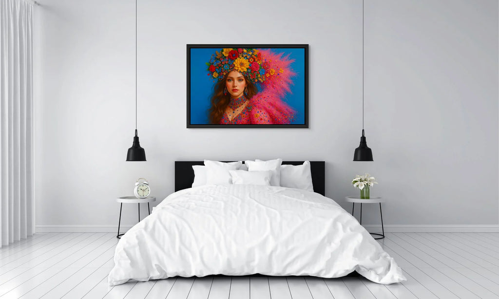 Butterfly Reverie original painting – surreal fashion portrait with gold leaf detailing.