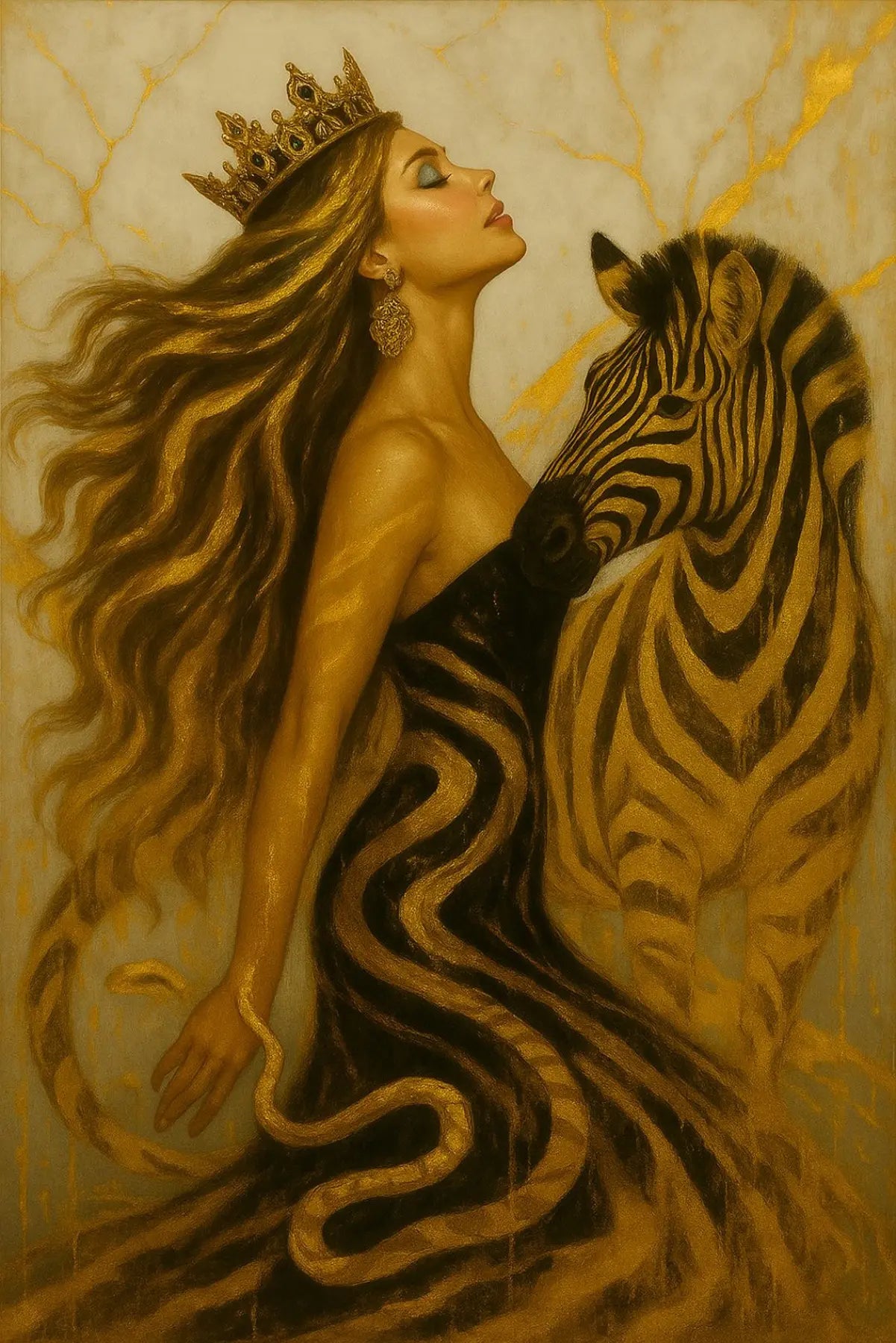 Crowned Instinct artwork – symbolic animal portrait with symbolic animal elements.