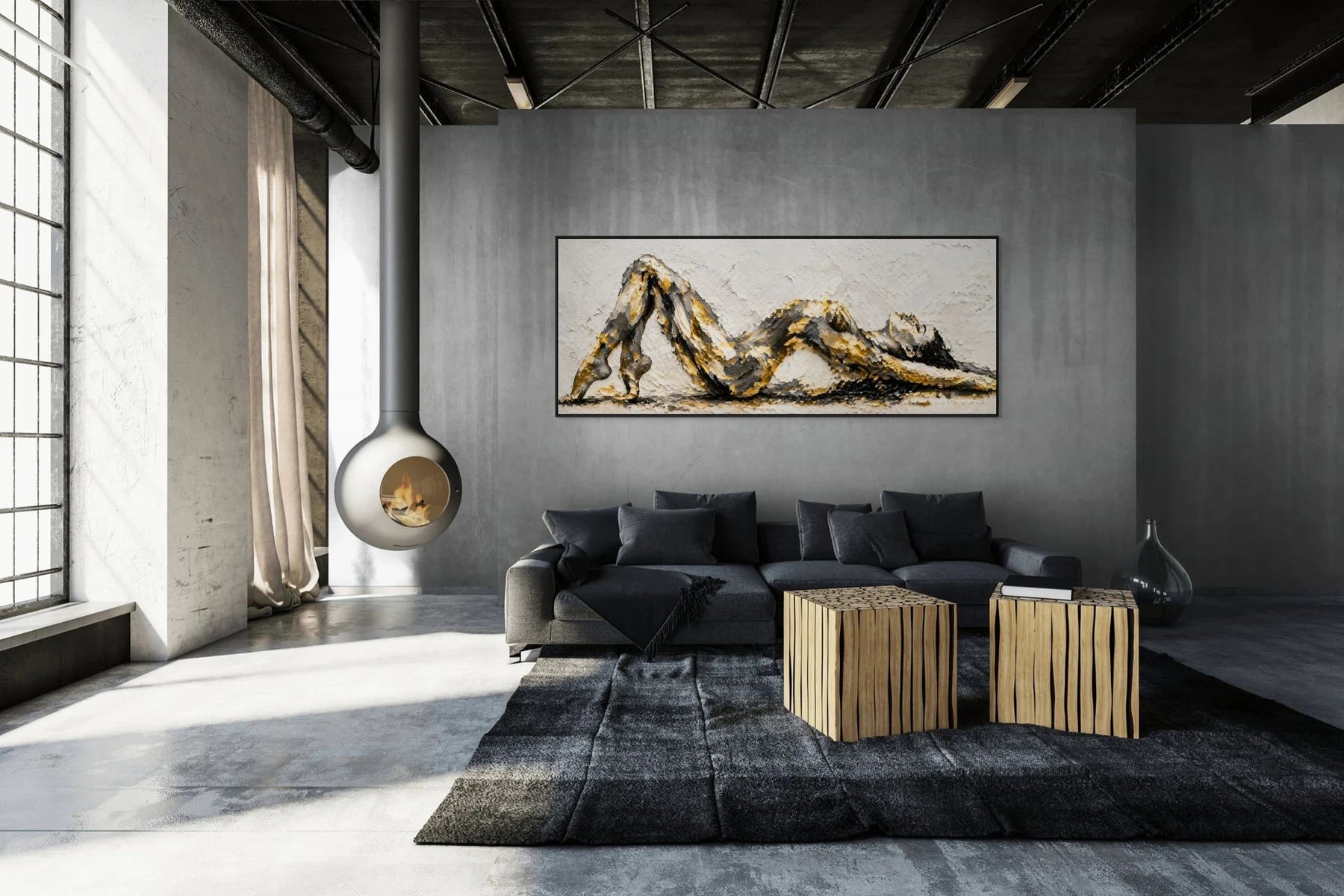Luxury Gold Leaf Original Painting - The Recline